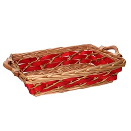 [V9380700000] Cesta vimini rosso miele rettangolare cm48/52x36h13