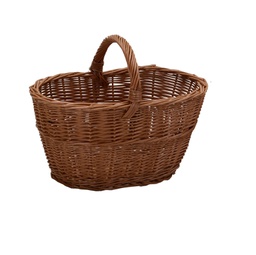 [V2005020000] Cesto portalegna vimini europeo manico basso grande ovale cm 55x35h28/39