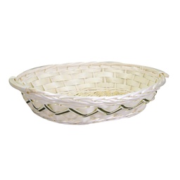 [V9368420000] Cesto vimini bianco ovale cm59x39h14