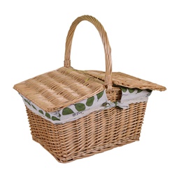 [V2007400000] Cesto vimini con fodera e coperchi naturale rettangolare cm31x21h18-32