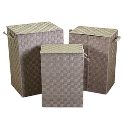 [V19186200CR] Cestone poliestere tortora foderato 1-3rettangolare cm40x30x55