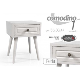 [GIC782787] Comodino bianco anticato con cassetto cm 35 x 30 x 47 h