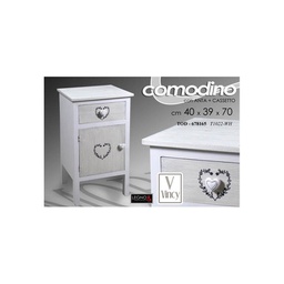 [GIC678165] Comodino bianco camera shabby con cassetto ed anta cm 40 x 39 x 70 h