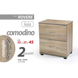 [GIC769795] Comodino camera due cassetti rovere cm 40 x 30 x 45 h
