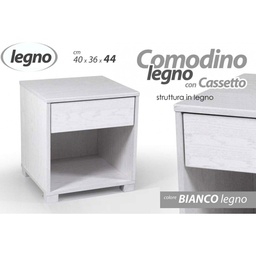[GIC751035] Comodino cameretta bianco cm 40 x 36 x 44 h con vano e cassetto