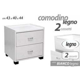 [GIC715679] Comodino cameretta bianco cm 43 x 40 x 44 h due cassetti