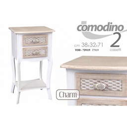 [GIC729119] Comodino charm camera shabby con cassetti Effetto anticato cm 38 x 32 x 71 h