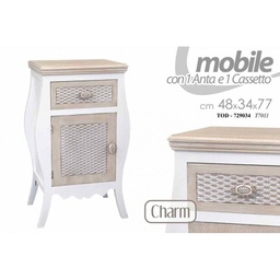 [GIC729034] Comodino charm camera shabby con cassetti Effetto anticato cm 48 x 34 x 77 h