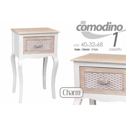 [GIC729133] Comodino charm camera shabby con cassetto Effetto anticato cm 40 x 32 x 68 h