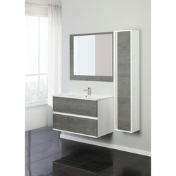 [BR801008] Composizione Bagno due cassetti Linea Fabula Bianco Cemento 90x47x h57cm