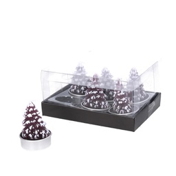 [V5511240000] Confezione 6 pezzi candela paraffina albero viola cm