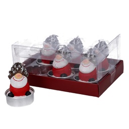[V5511130000] Confezione 6 pezzi candela paraffina pigna gnomo cm13,5x6,5h9,5