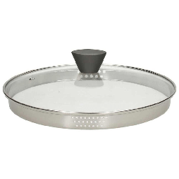[19907388] Coperchio Scolatore Bordo Acciaio 24 Cm Vetro Trasparente