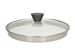 [19907389] Coperchio Scolatore Bordo Acciaio 28 Cm Vetro Trasparente