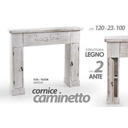 [GIC763328] Cornice camino shabby anticato bianco legno cm 120 x 23 x 100 h