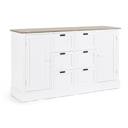 [B0740497] Credenza Dorotea 2 ante 4 cassetti in legno nobilitato bianco