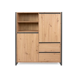 [FZ91249] Credenza alta cassetti vano a giorno quecia profili antacite cm 120 x 40 x 140 h