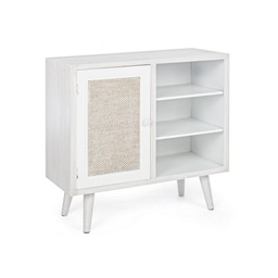 [B0744882] Credenza con anta e tre ripiani Bianco MONTIEL 66x30x h64,5 cm