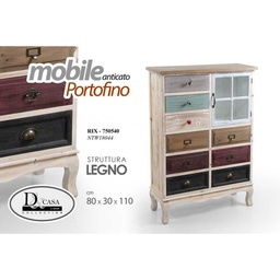 [GIC750540] Credenza con vetrina shabby anticata cm 80 x 30 x 110 h