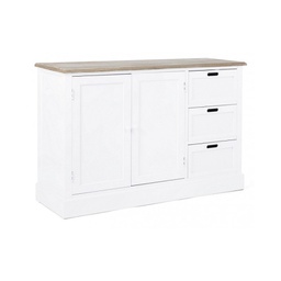 [B0740490] Credenza in MDF due ante tre cassetti Bianca DOROTEA 123x40x h82 cm