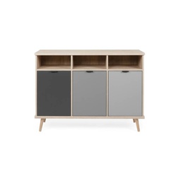 [EFFEZ92777] Credenza tre vani sonoma grigio piedini rialzati cm 120 x 40 x 88 h EFFEZ