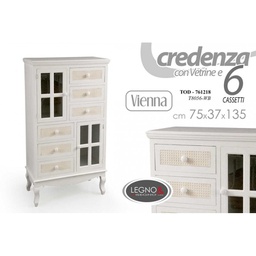 [GIC761218] Credenza vetrina shabby vienna bianco beige cm 75 x 37 x 135 h