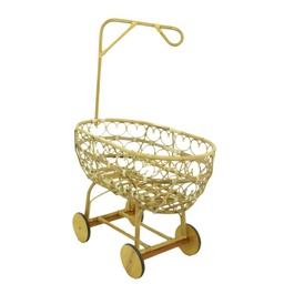 [V40013100NA] Culla vimini con reggivelo con ruote in legno 103x57xh.44-78 cm