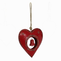 [V6033800000] Cuore metallo rosso con campanello cm23x23x4