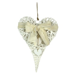 [V6043200000] Cuore vimini bianco con fiocco cm30x40x7