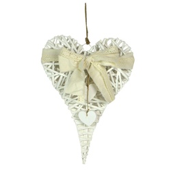 [V6043210000] Cuore vimini bianco con fiocco cm35x50x6