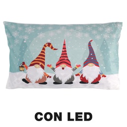[V6162900000] Cuscino tessuto gnomi led azzurro cm30x50