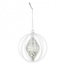 [19627809] Decorazione Natalizia Pallina in vetro Argento GOCCIA 9,2 cm