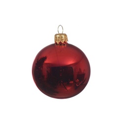 [KAE113044] Box Da 6 Decorazione Albero Di Natale Pallina In Vetro Rosso Lucido Cm 8