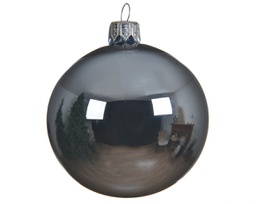 [19625693] Box Da 6 Decorazione Albero Di Natale Pallina In Vetro  Grigio Lucido Cm 8