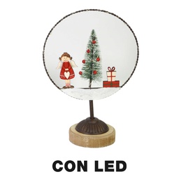 [V6197900000] Decorazione metallo led con albero rosso cm20x11h30