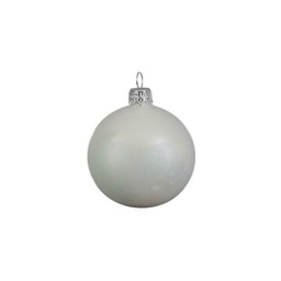 [KAE113082] Box Da  6 Decoro Albero Natale Vetro Pallina Bianco Neve Lucido Cm 6