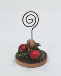 [20038018] Display Segnaposto Cm.10 Dec.Pigna E Bacche Rosse decorazione di Natale