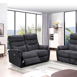 [FZ100062] Divano 2 posti con 2 recliner elettrici grigio scuro L 145 x P 92 x H 109 cm