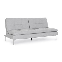 [B0735302] Divano Letto 3 Posti Leon Grigio Chiaro in tessuto L190 cm