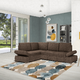 [FZ98114] Divano angolare Siena con letto estraibile taupe 267x200x90