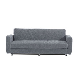 [FZ83612] Divano letto 3 posti in tessuto grigio con contenitore 214x80xH.83 cm