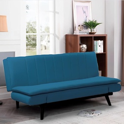 [FZ99919] Divano letto Kyl in tessuto blue con piedi metallo neri