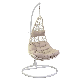 [2009020] Dondolo pensile Triton supporto bianco cuscini crema cm80x69h200 