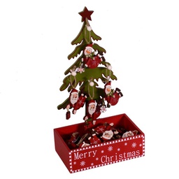 [V6085990000] Espositore legno albero c/24 decorazioni ass cm23x14h43