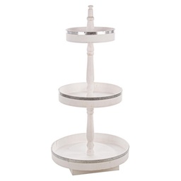 [B0721250] Espositore legno bianco 3 piani tondo cm 50 x 50 x 102