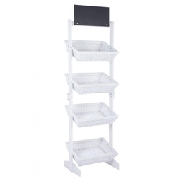 [B0721527] Espositore rustico Darik 4 cesti in vimini bianco