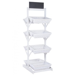 [B0721525] Espositore rustico Darik 8 cesti in vimini bianco