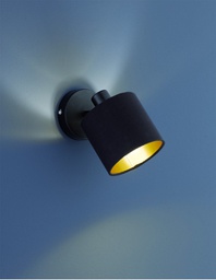 [TRIOR80331079] Faretto Spot Tommy 1xE14 Nero E Tessuto Nero-Oro L12 cm Trio Lighting