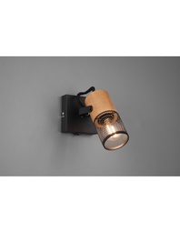 [TRIO804370132] Faretto Spot Tosh Nero 1xE14 Legno E Gabbia Metallica L9 cm Trio Lighting