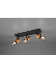 [TRIO804300332] Faretto Tosh Nero 3xE14 Spot Legno E Gabbia Metallica L44 cm Trio Lighting